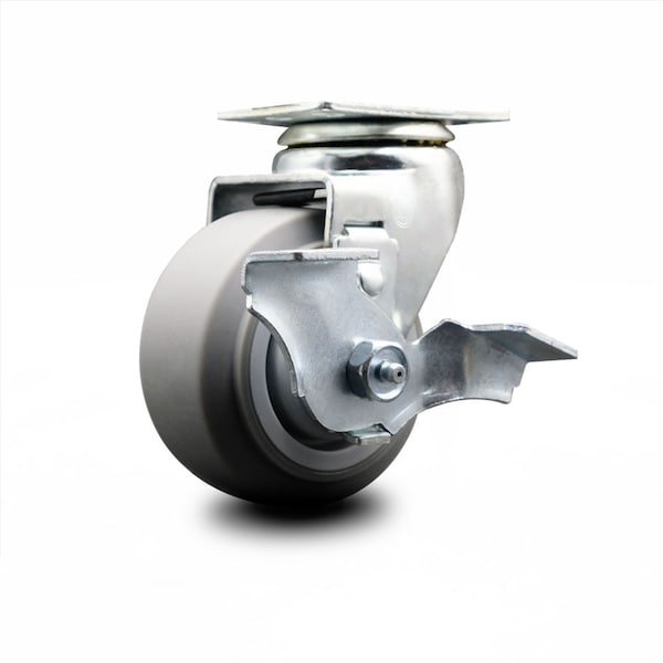 4 Inch Thermoplastic Rubber Swivel Caster with Ball Bearing and Brake SCC